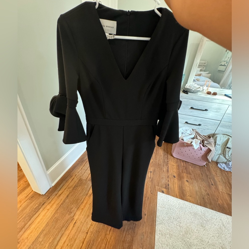 Donna Morgan black jumpsuit with bows